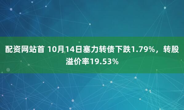 配资网站首 10月14日塞力转债下跌1.79%,转股溢价率19.53%